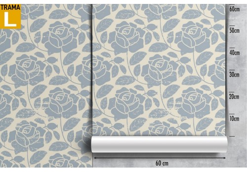 Stylized roses blue nature pattern wallpaper. 2