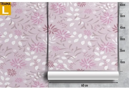 Carta da Parati foglie rosa stilizzate pattern moderno. 2