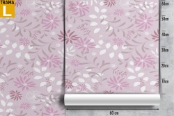 Carta da Parati foglie rosa stilizzate pattern moderno.