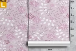 Wallpaper with stylised pink leaves modern pattern.