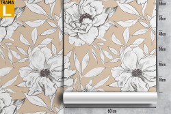 Wallpaper with stylized flowers and vintage nature leaves.