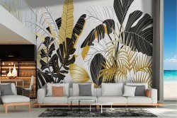 Wallpaper nature stylized leaves and trees