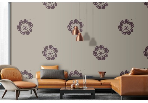 Stylized flowers nature gray wallpaper.