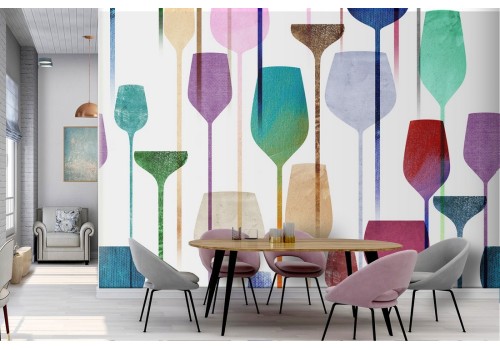 Abstract wallpaper wine glasses modern pattern.