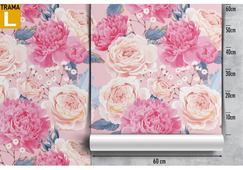 Carta da Parati fiori rosa e bianchi design natura. 2