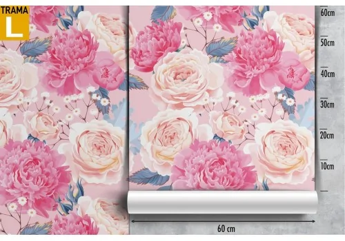 Carta da Parati fiori rosa e bianchi design natura. 2