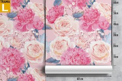 Carta da Parati fiori rosa e bianchi design natura.