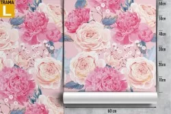 Carta da Parati fiori rosa e bianchi design natura.