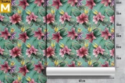 Carta da Parati Fiori Moderna Foglie Natura Tropicale