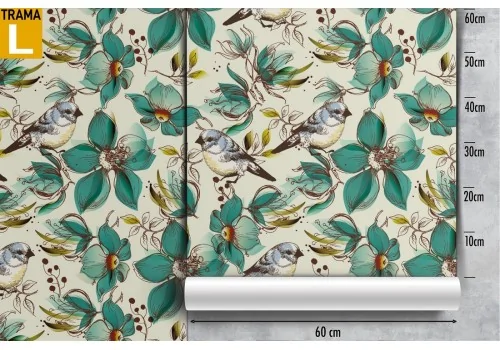 Green flowers vintage nature wallpaper. 2