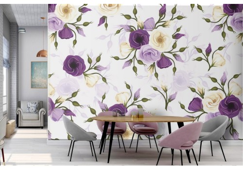 Purple and white flowers nature pattern wallpaper.