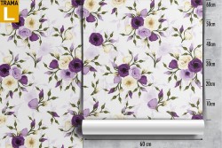 Carta da Parati fiori viola e bianco natura pattern.