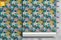 Carta da Parati Design e Stili Flora e Fauna Fiori Foglie Moderna Tropicale