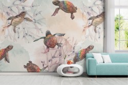 Carta da Parati tartarughe natura astratta.