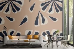 Carta da Parati foglie stilizzate natura pattern vintage.