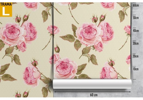Vintage nature wallpaper with large pink flowers. 2