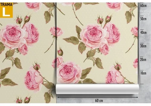 Vintage nature wallpaper with large pink flowers. 2
