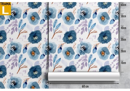 Blue flowers nature vintage pattern wallpaper. 2