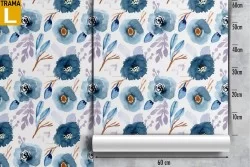 Blue flowers nature vintage pattern wallpaper.