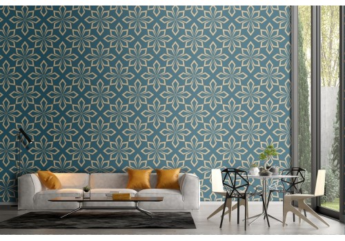 Vintage geometric stylized flower wallpaper.