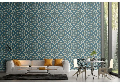 Geometric vintage stylized flower wallpaper.