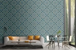 Carta da Parati fiori stilizzati geometrici vintage.