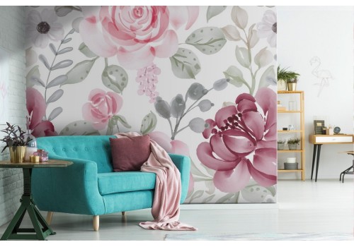 Modern pink flowers nature wallpaper.