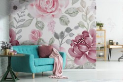 Carta da Parati fiori rosa moderni natura.