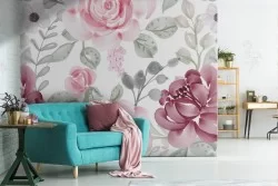 Modern pink flowers nature wallpaper.
