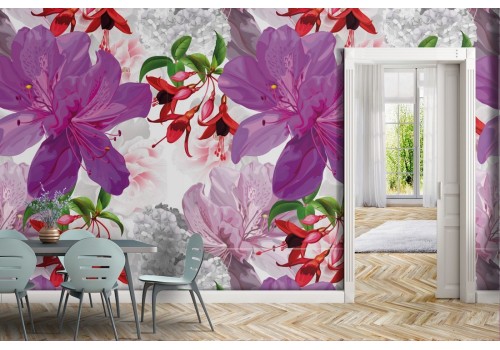 Purple and pink flowers nature wallpaper.