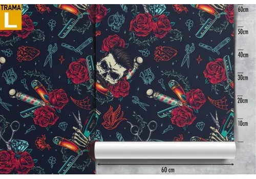 Wallpaper skulls and roses modern tattoo design. 2