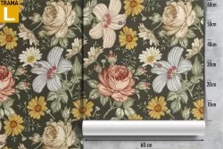 Carta da Parati fiori natura vintage patter.