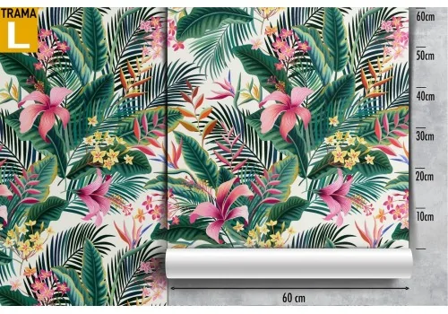 Vintage nature wallpaper with tropical flowers and leaves. 2