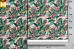 Tropical Nature Flowers Leaves Wallpaper