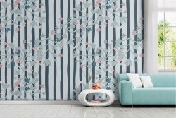 Wallpaper flowers and stripes nature modern design.