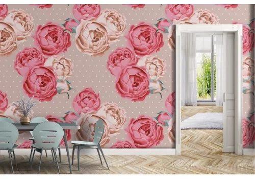 Carta da Parati fiori rosa antico vintage natura.