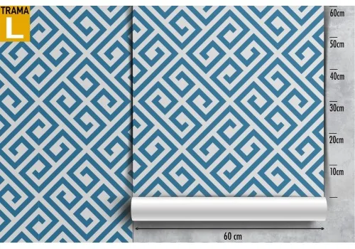 Carta da Parati decorazione geometrica pattern blu. 2