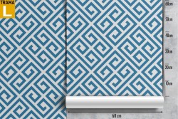 Blue geometric pattern wallpaper decoration.