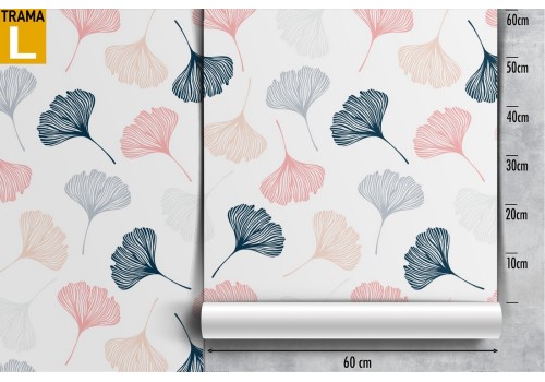 Wallpaper with stylized pink and blue leaves. 2