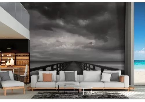 Carta da Parati paesaggio cielo nuvoloso pontile mare