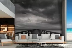 Wallpaper landscape cloudy sky sea pier