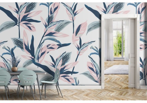 Modern nature stylized leaves wallpaper.