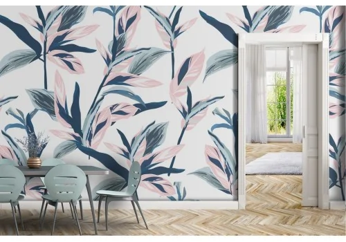 Modern nature stylized leaves wallpaper.