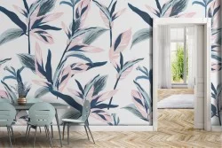 Carta da Parati foglie stilzizate natura moderna.
