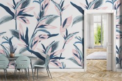 Modern nature stylized leaves wallpaper.