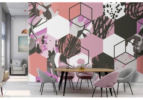 Modern glamorous geometric wallpaper decoration.
