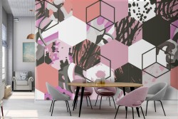 Modern glamorous geometric wallpaper decoration.
