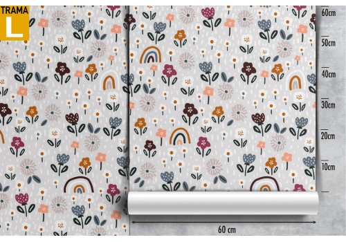 Wallpaper flowers and rainbows children's design. 2