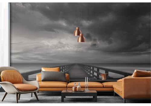 Wallpaper landscape cloudy sky sea pier 2