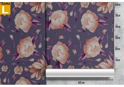 Carta da Parati fiori rosa antico design moderno. 2